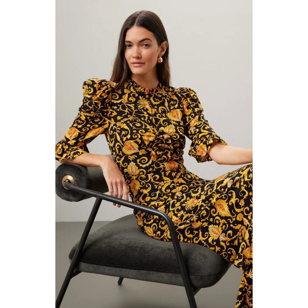 RHODE Felix Yellow Floral Dress Size 14 - Picture 3 of 10